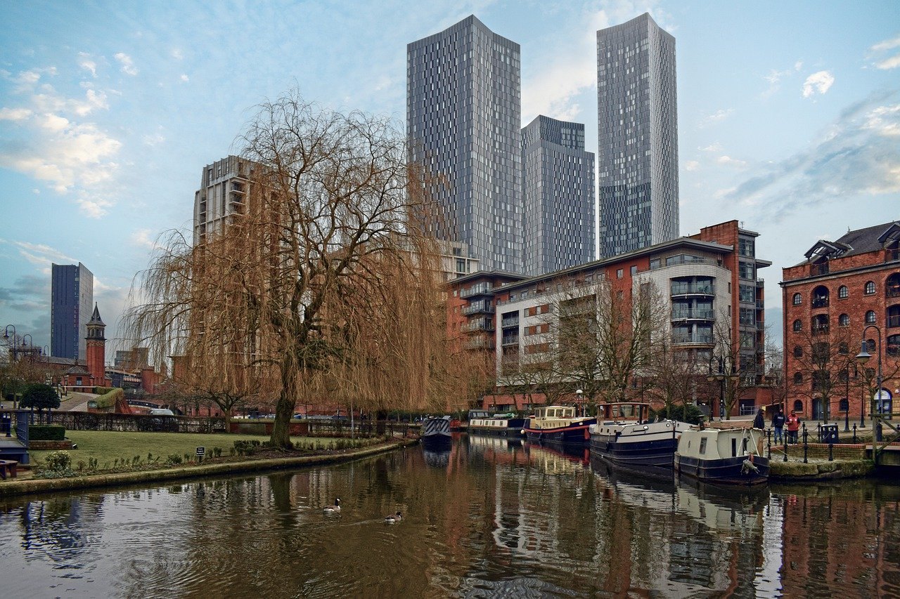 Aerial view of the Manchester skyline