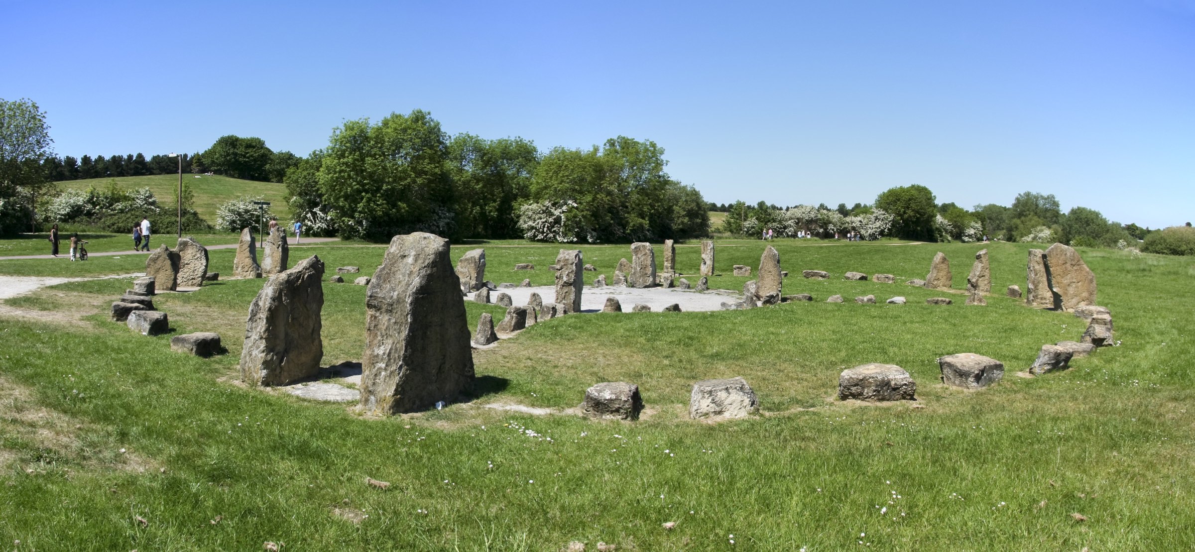 The standing stones in a park in Milton Keynes